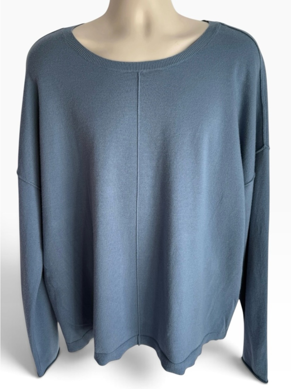 Wonderly Dusty Blue Relaxed Crewneck Sweater